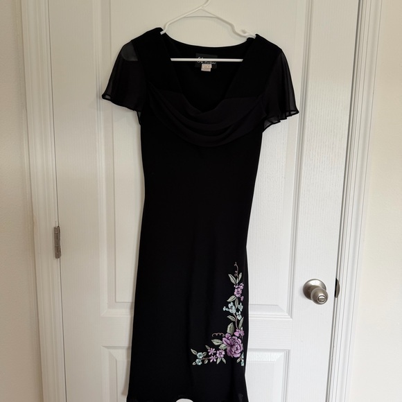 SL Fashions Dresses & Skirts - SL Fashions Black Dress with Purple Floral Accents